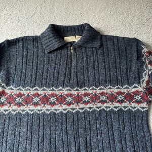 NEW Vintage St. John's Bay Sweater Mens Extra Large Gray‎ 1/4 Zip Wool Blend